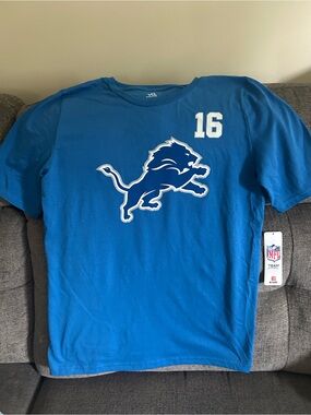 Boys size XL Detroit Lions NFL Logo Tee - Blue with White Accents